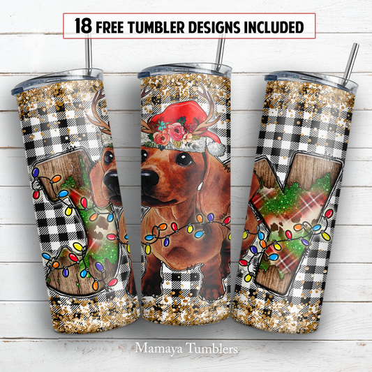 Christmas dachshund 20 oz skinny tumbler sublimation design