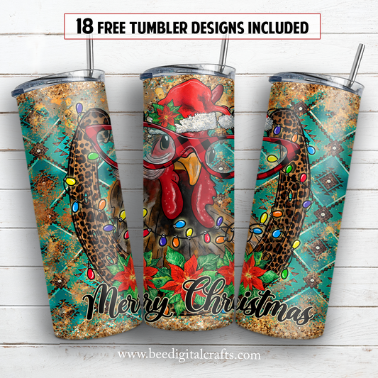 Christmas chicken 20 oz skinny tumbler sublimation design