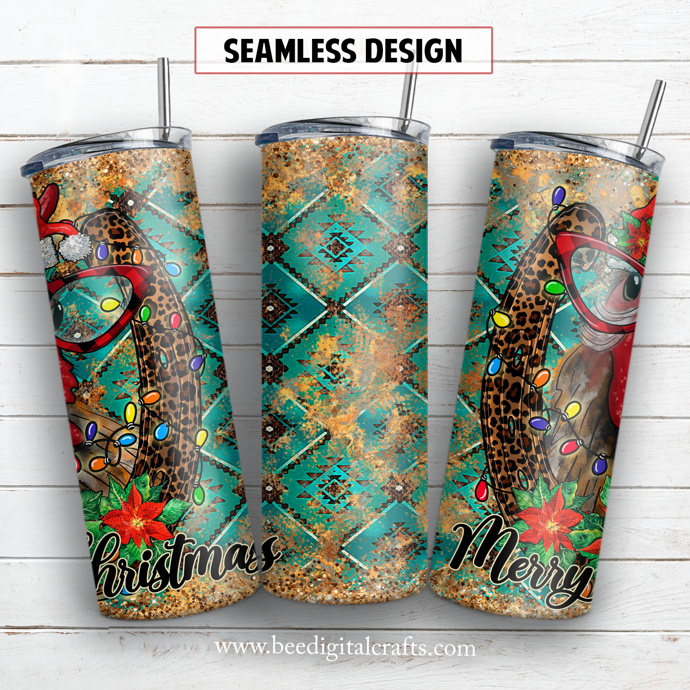 Christmas chicken 20 oz skinny tumbler sublimation design