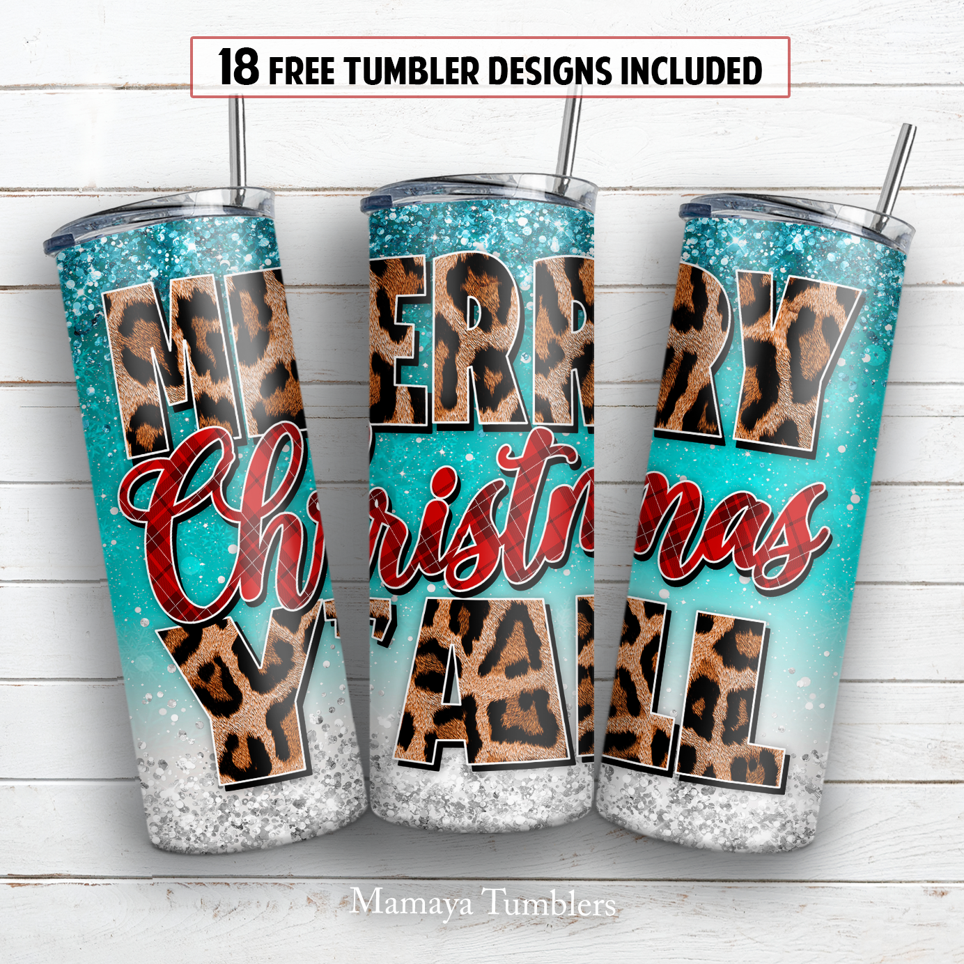 Merry Christmas 20 and 30 oz skinny tumbler sublimation design