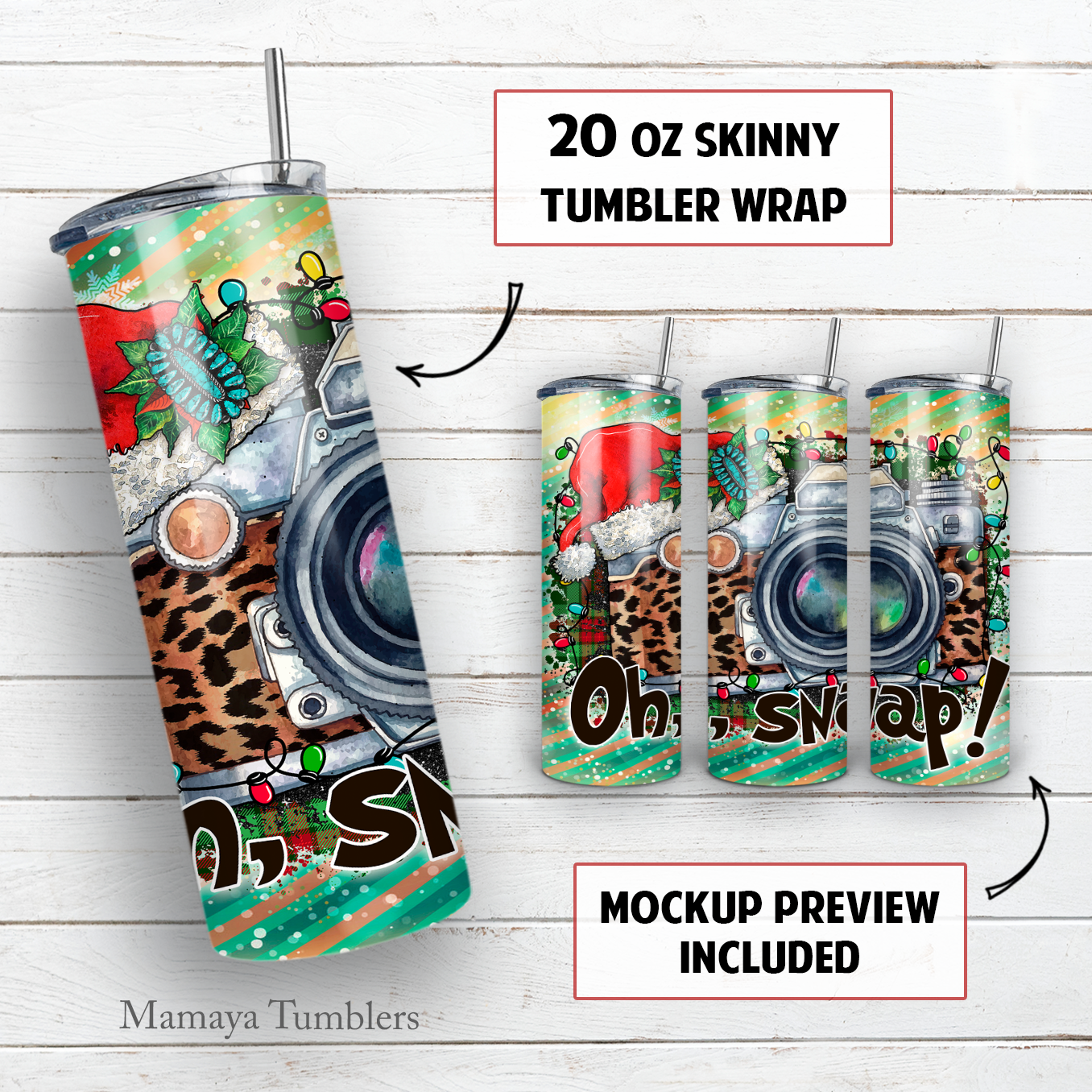 Christmas 20 oz skinny tumbler sublimation design