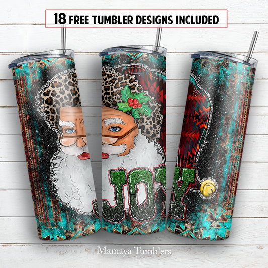 Christmas joy Santa 20 oz skinny tumbler sublimation design