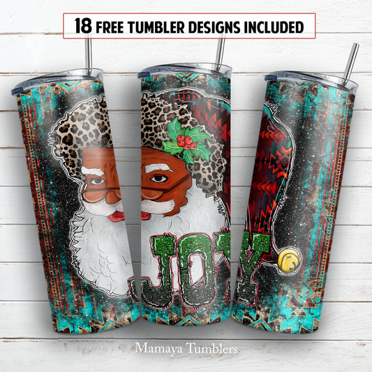 Christmas joy Santa 20 oz skinny tumbler sublimation design