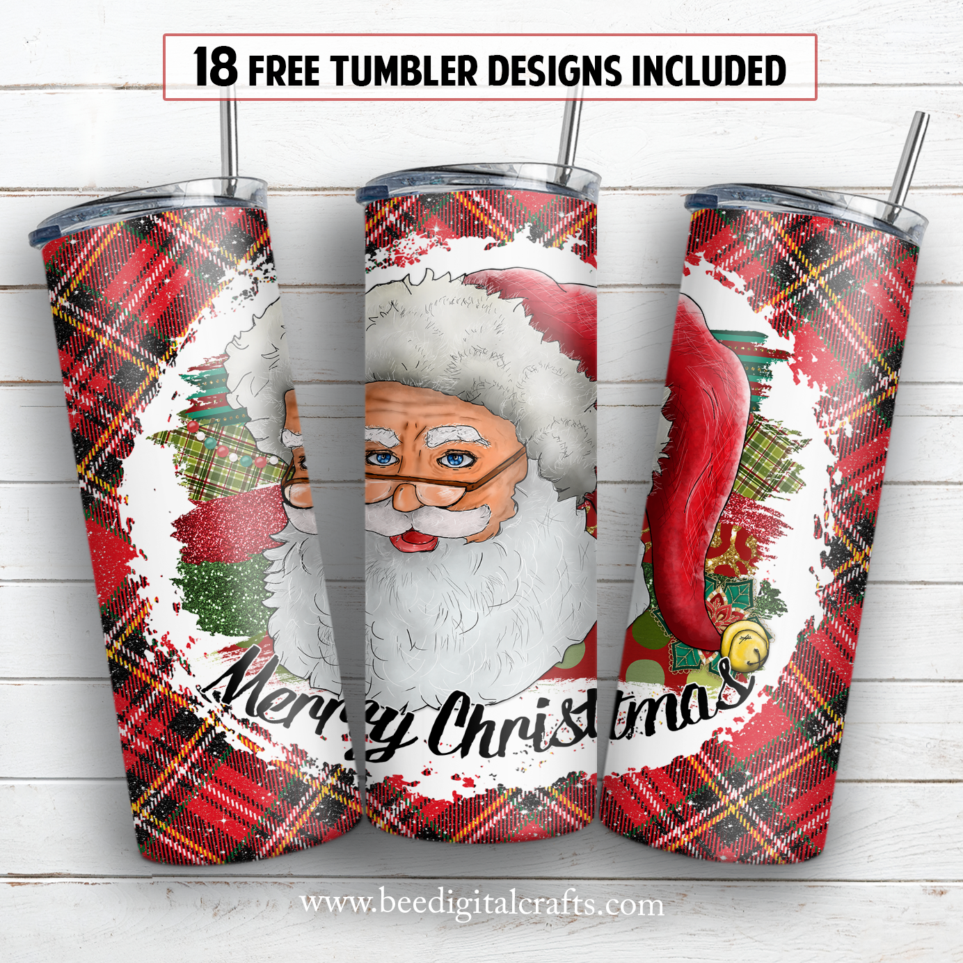 Merry Christmas Santa 20 oz skinny tumbler sublimation design