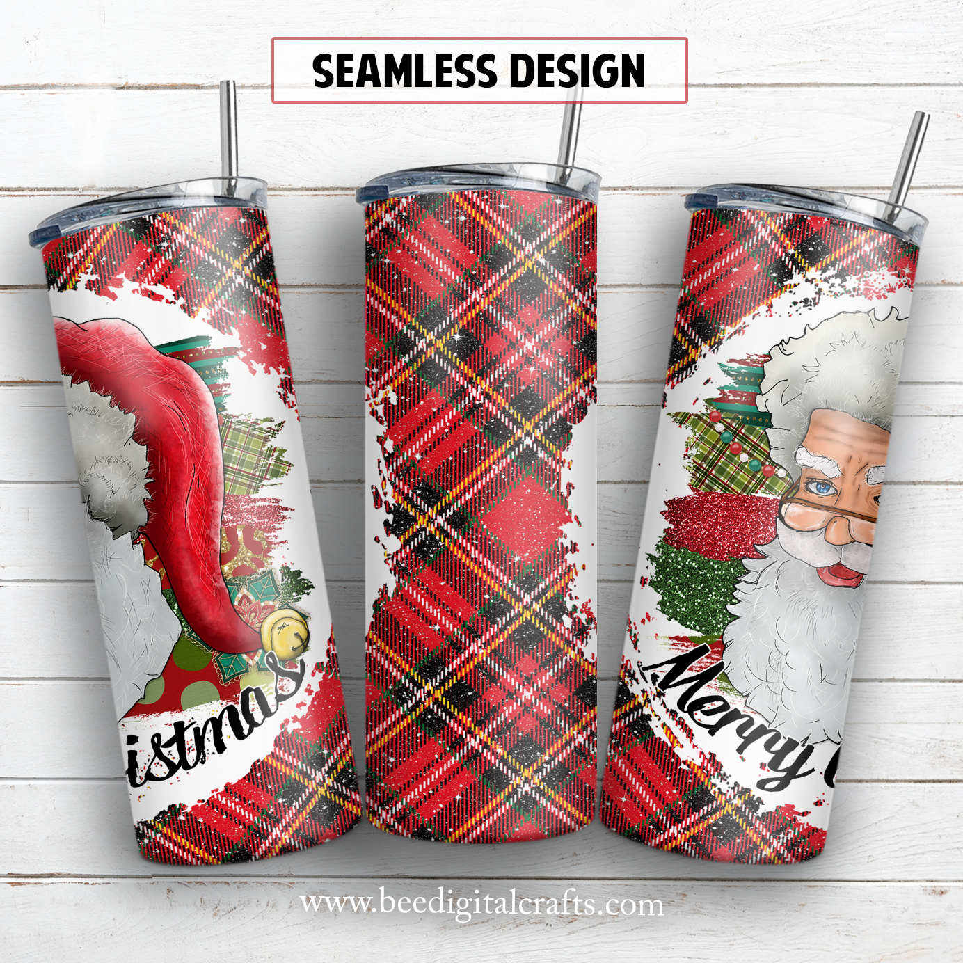 Merry Christmas Santa 20 oz skinny tumbler sublimation design