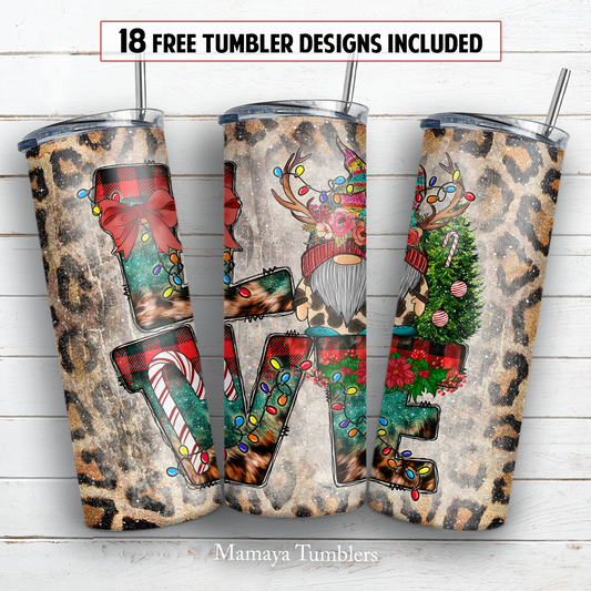 Christmas gnome 20 oz skinny tumbler sublimation design