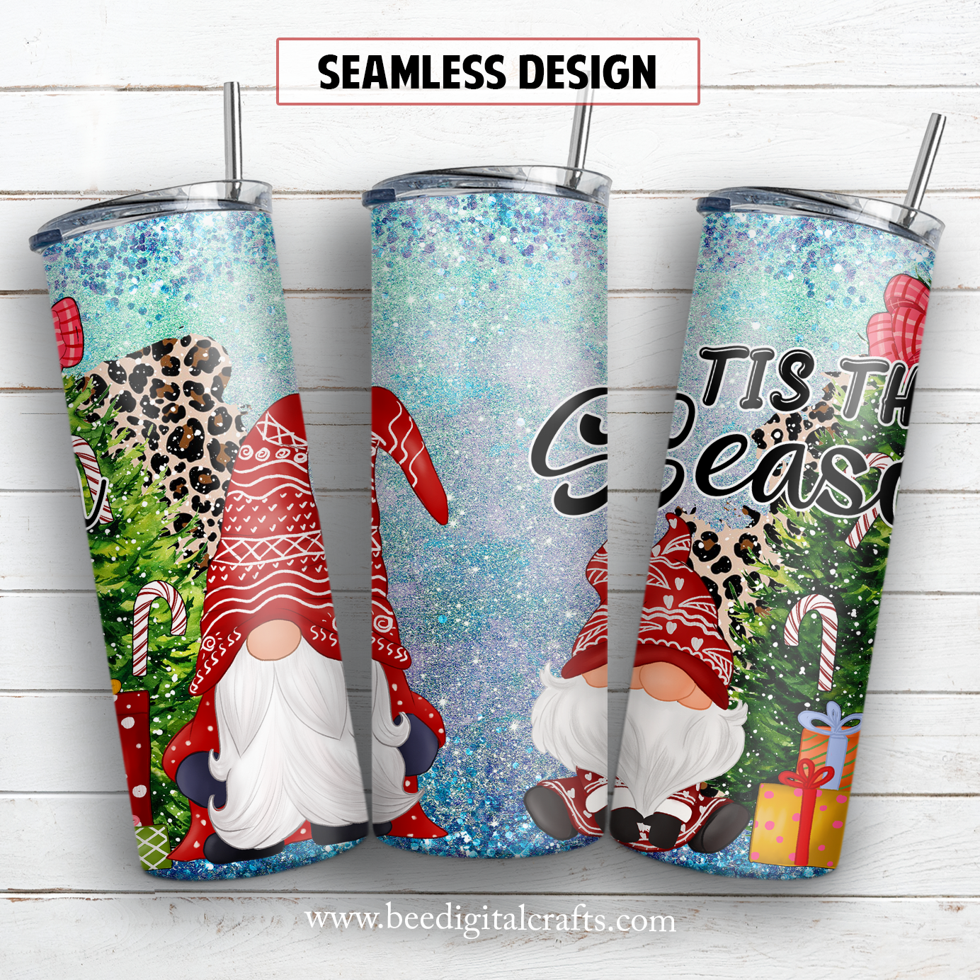 Tis the season 20 oz skinny tumbler sublimation design