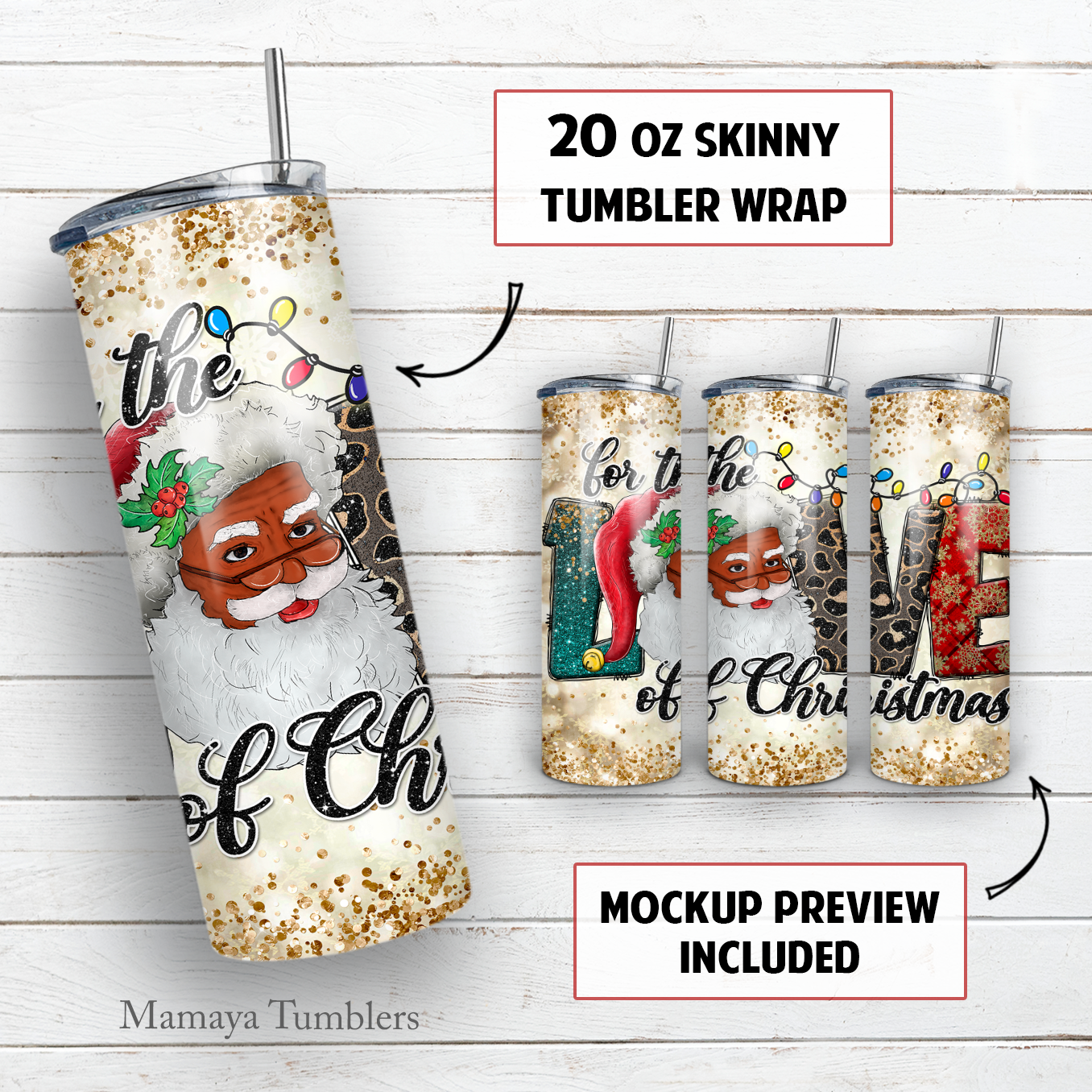 For the love of Christmas 20 oz skinny tumbler sublimation design