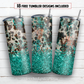 Cowhide teal glitter 20 oz skinny tumbler sublimation design