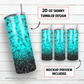 Teal turquoise 20 oz skinny tumbler sublimation design