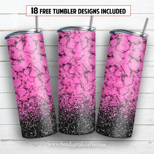 Pink turquoise 20 oz skinny tumbler sublimation design