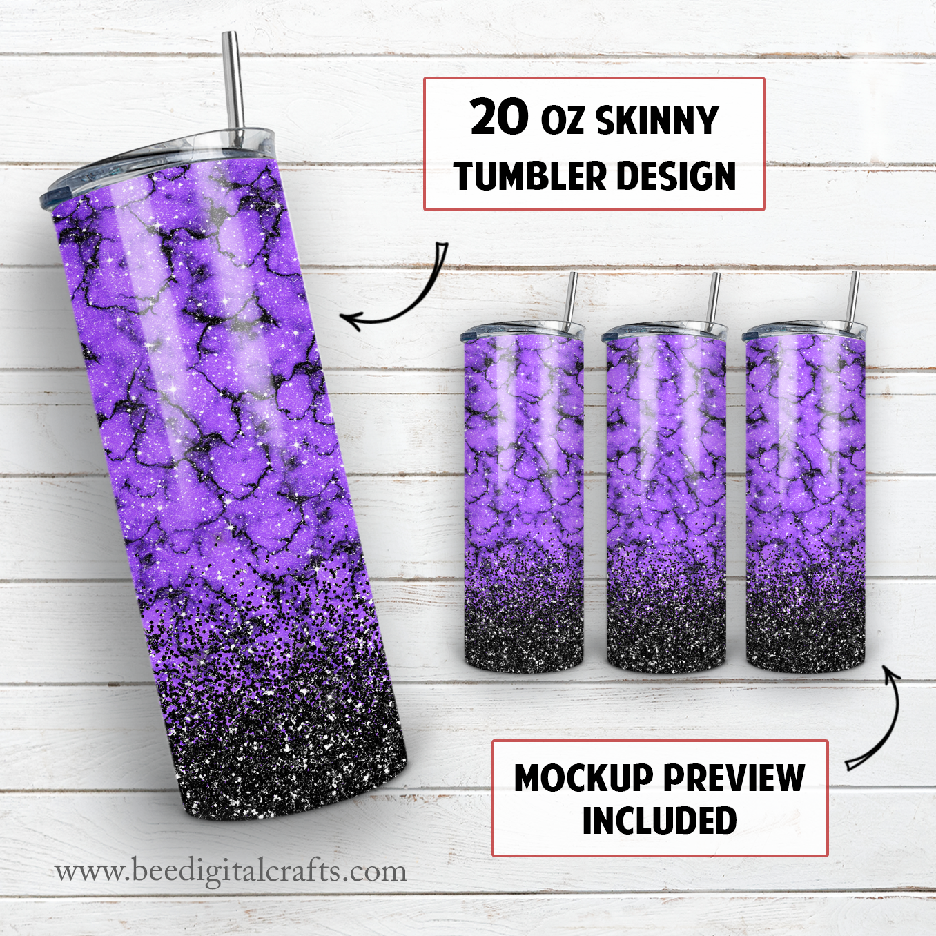 Purple turquoise 20 oz skinny tumbler sublimation design