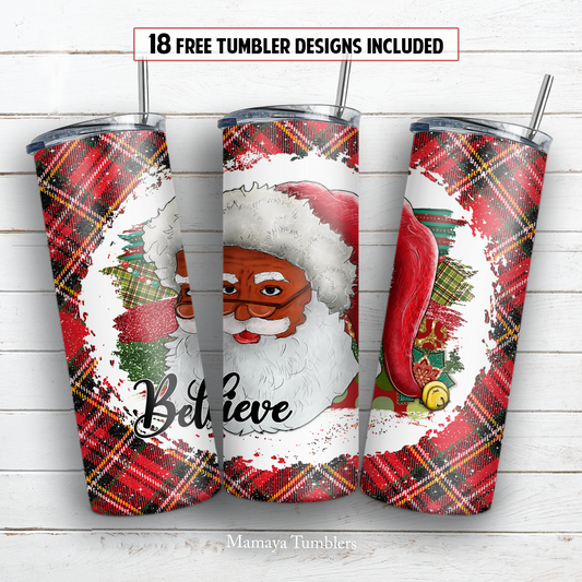 Santa 20 and 30 oz skinny tumbler sublimation design