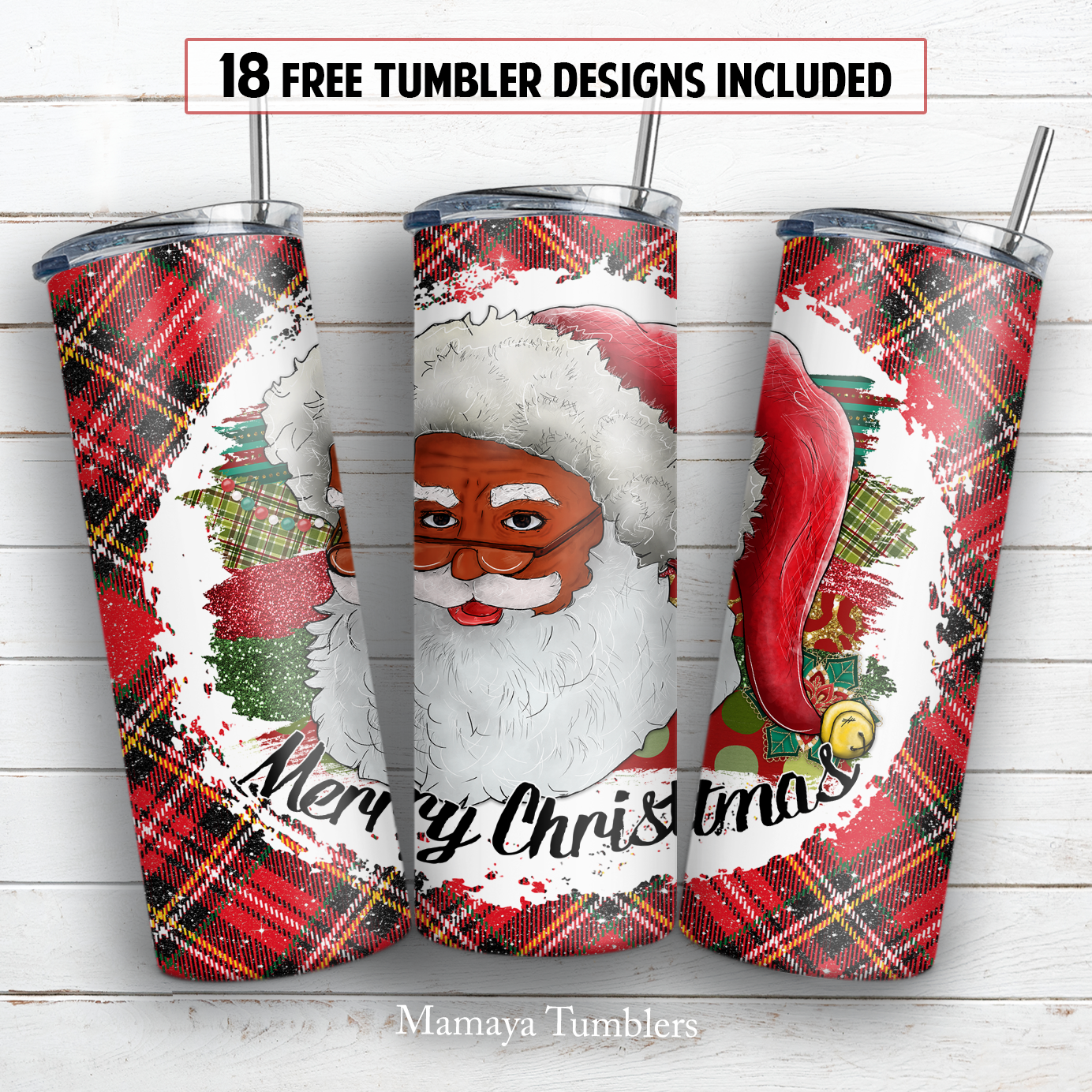 Merry Christmas Santa 20 oz skinny tumbler sublimation design