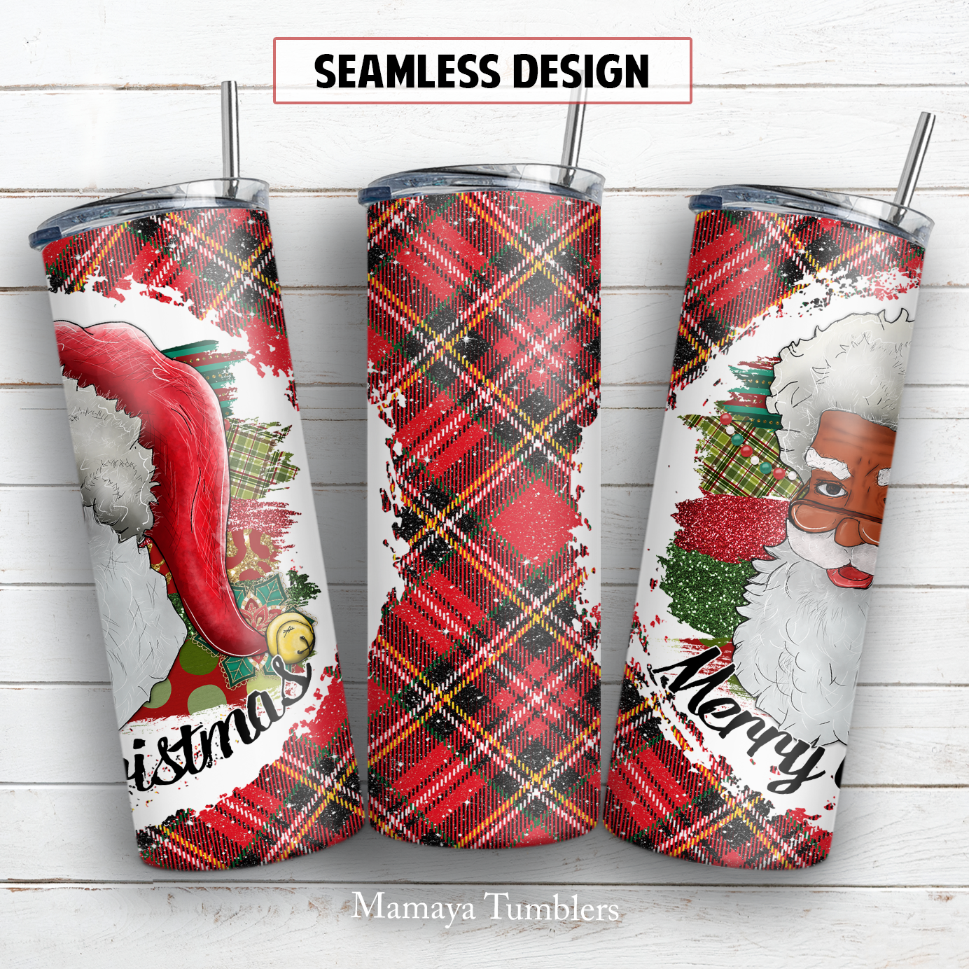 Merry Christmas Santa 20 oz skinny tumbler sublimation design