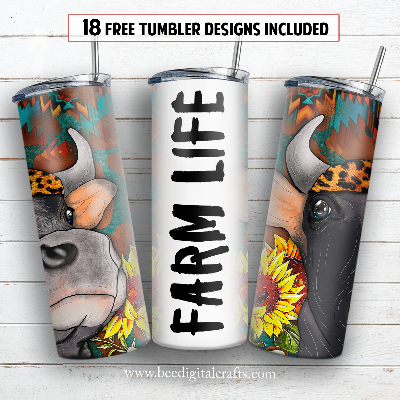 Farm life 20 oz skinny tumbler sublimation design