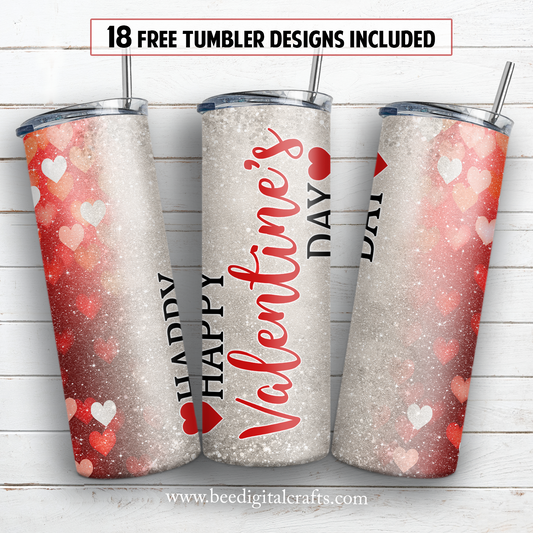 Happy Valentine's day 20 oz skinny tumbler sublimation design