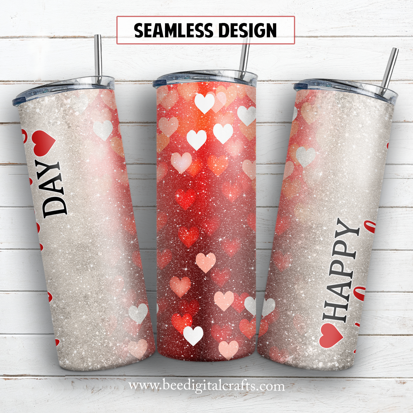 Happy Valentine's day 20 oz skinny tumbler sublimation design