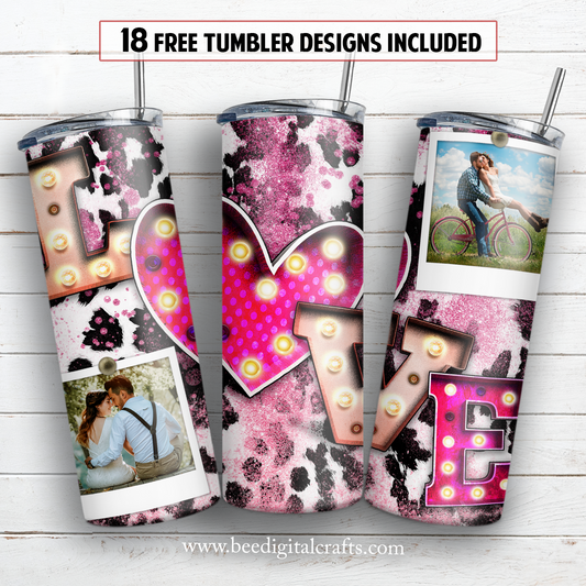 Love photo frame 20 oz skinny tumbler sublimation design