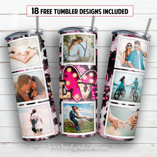 Love picture frame 20 oz skinny tumbler sublimation design