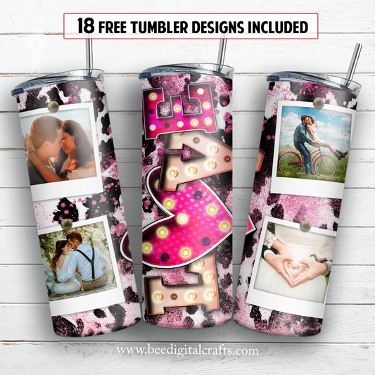 Love picture frame 20 oz skinny tumbler sublimation design