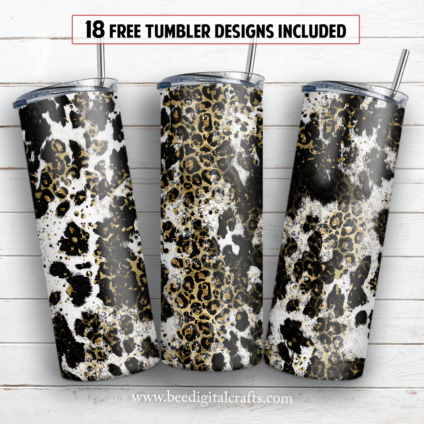 Leopard cowhide 20 oz skinny tumbler sublimation design