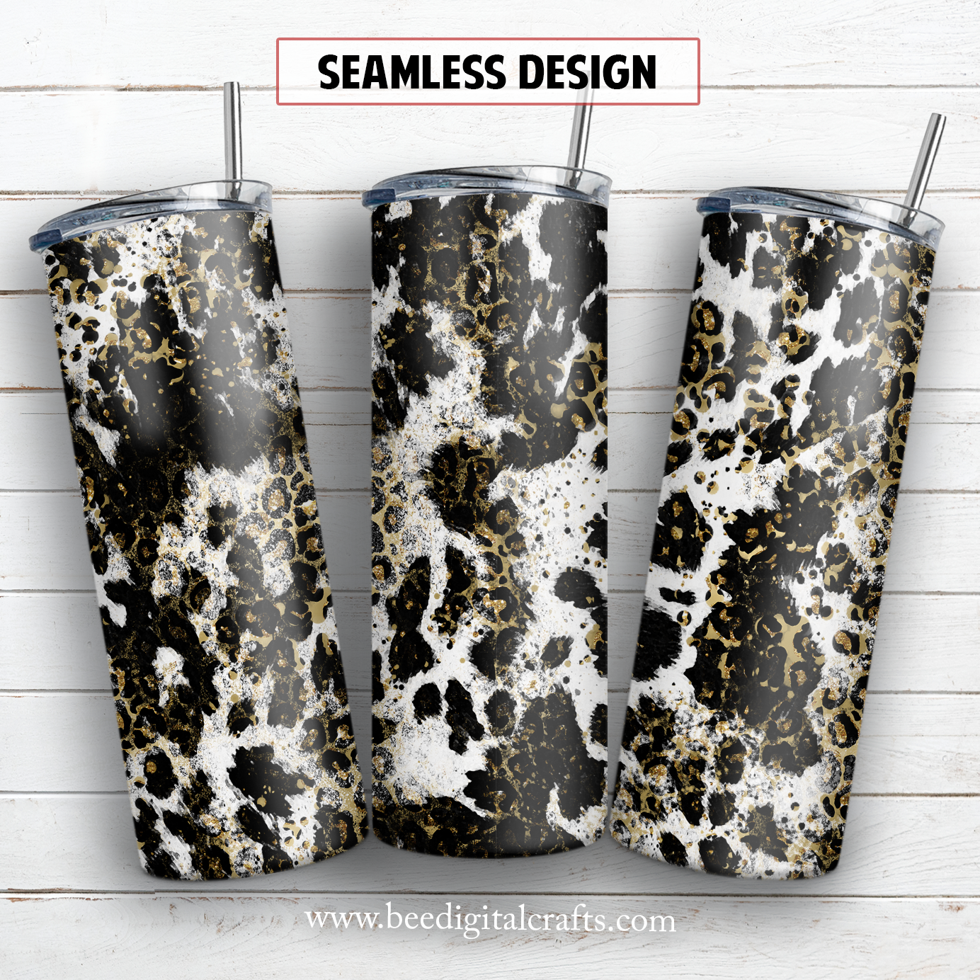 Leopard cowhide 20 oz skinny tumbler sublimation design