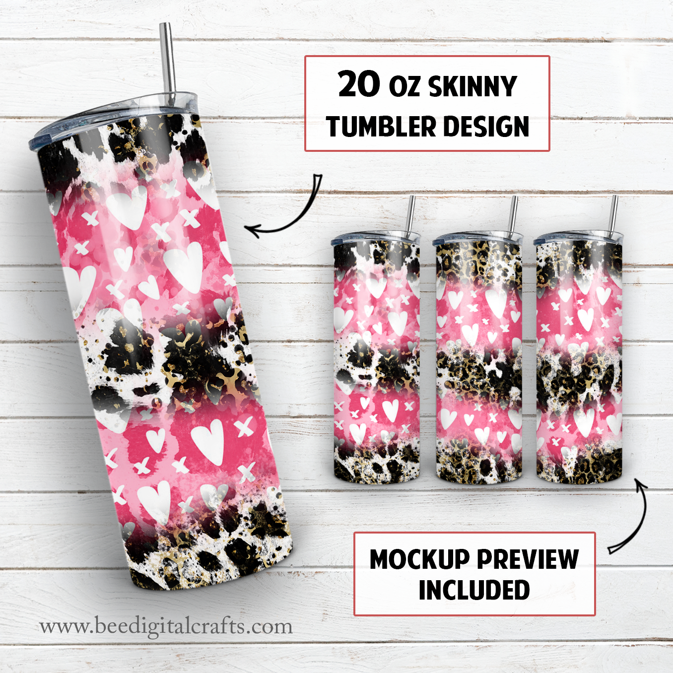 Western Valentine day 20 oz skinny tumbler sublimation design