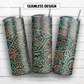 Tooled leather 20 oz skinny tumbler sublimation design