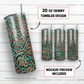 Tooled leather 20 oz skinny tumbler sublimation design