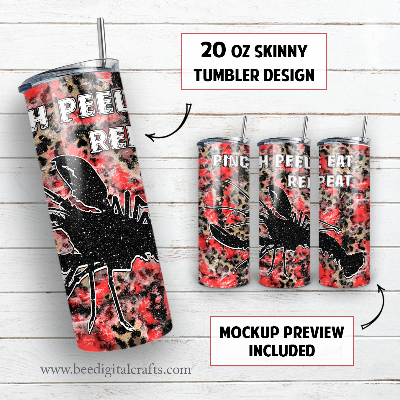 Pinch peel eat repeat 20 oz skinny tumbler sublimation design