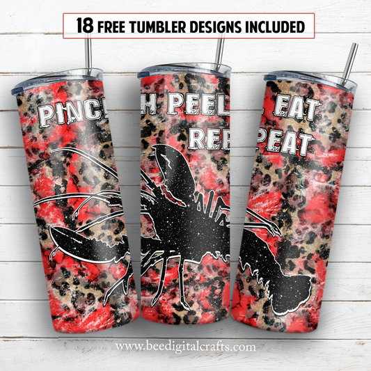 Pinch peel eat repeat 20 oz skinny tumbler sublimation design