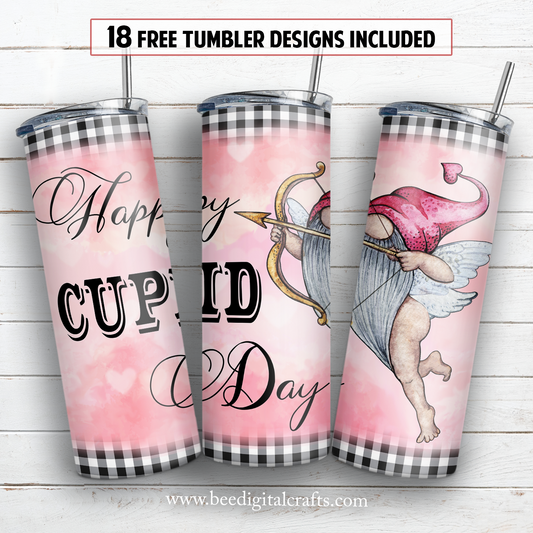 Happy Cupid day 20 oz skinny tumbler sublimation design