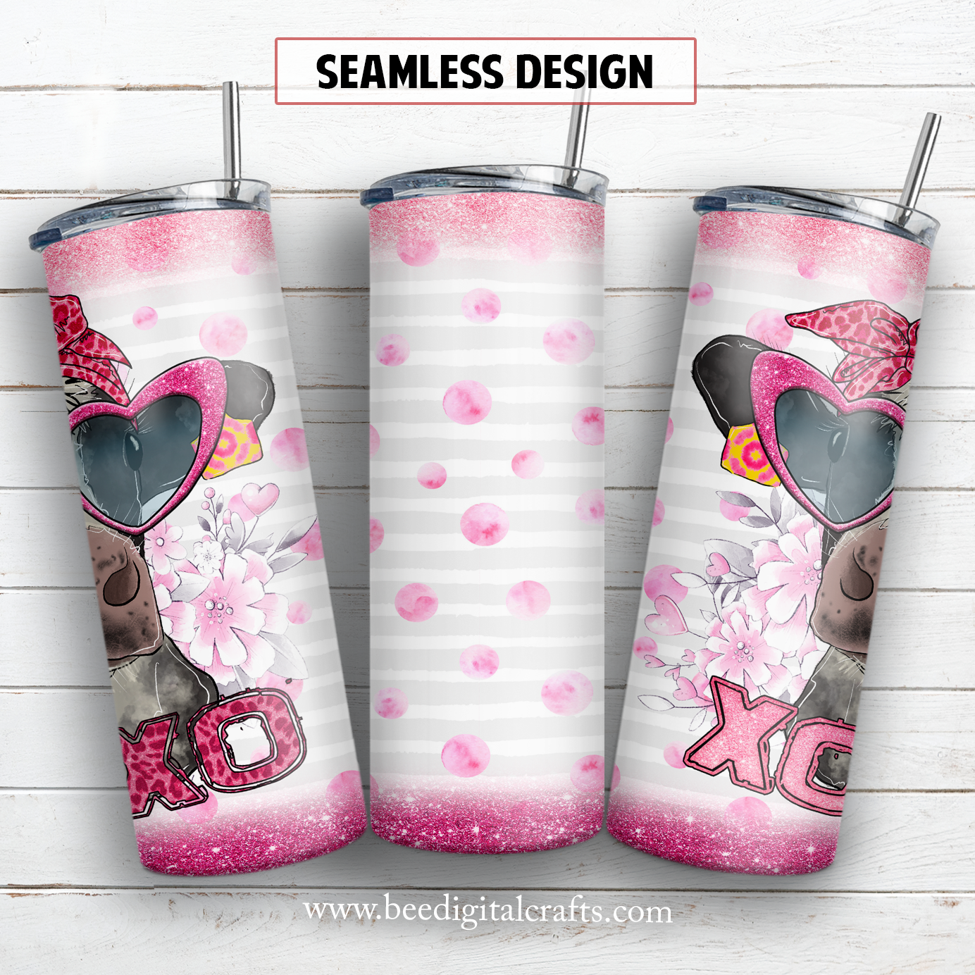 Valentine cow 20 oz skinny tumbler sublimation design