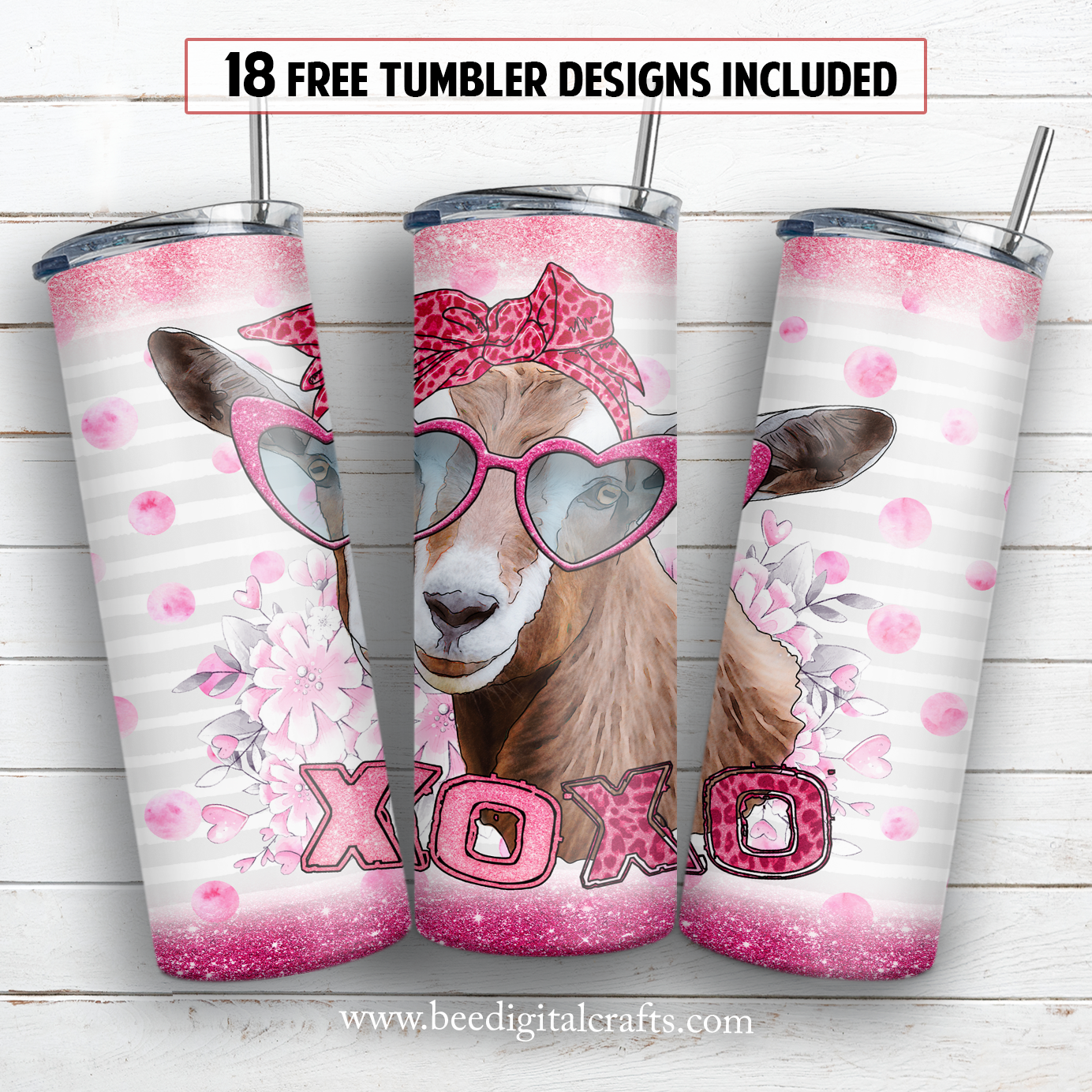 Valentine goat 20 oz skinny tumbler sublimation design