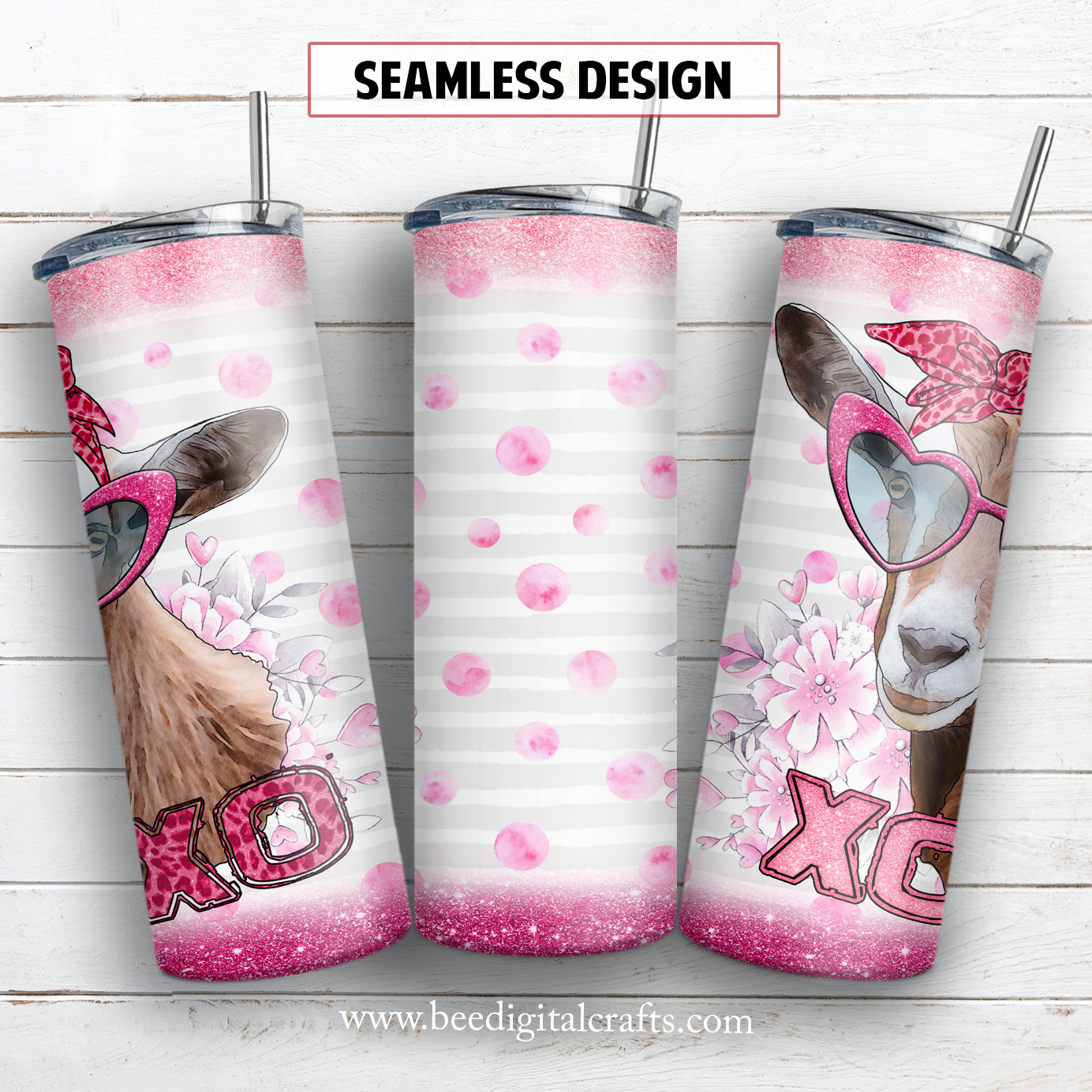 Valentine goat 20 oz skinny tumbler sublimation design