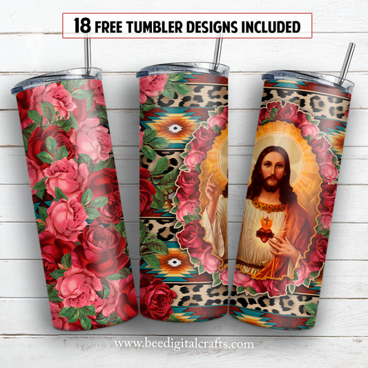 Jesus Christ 20 oz skinny tumbler sublimation design