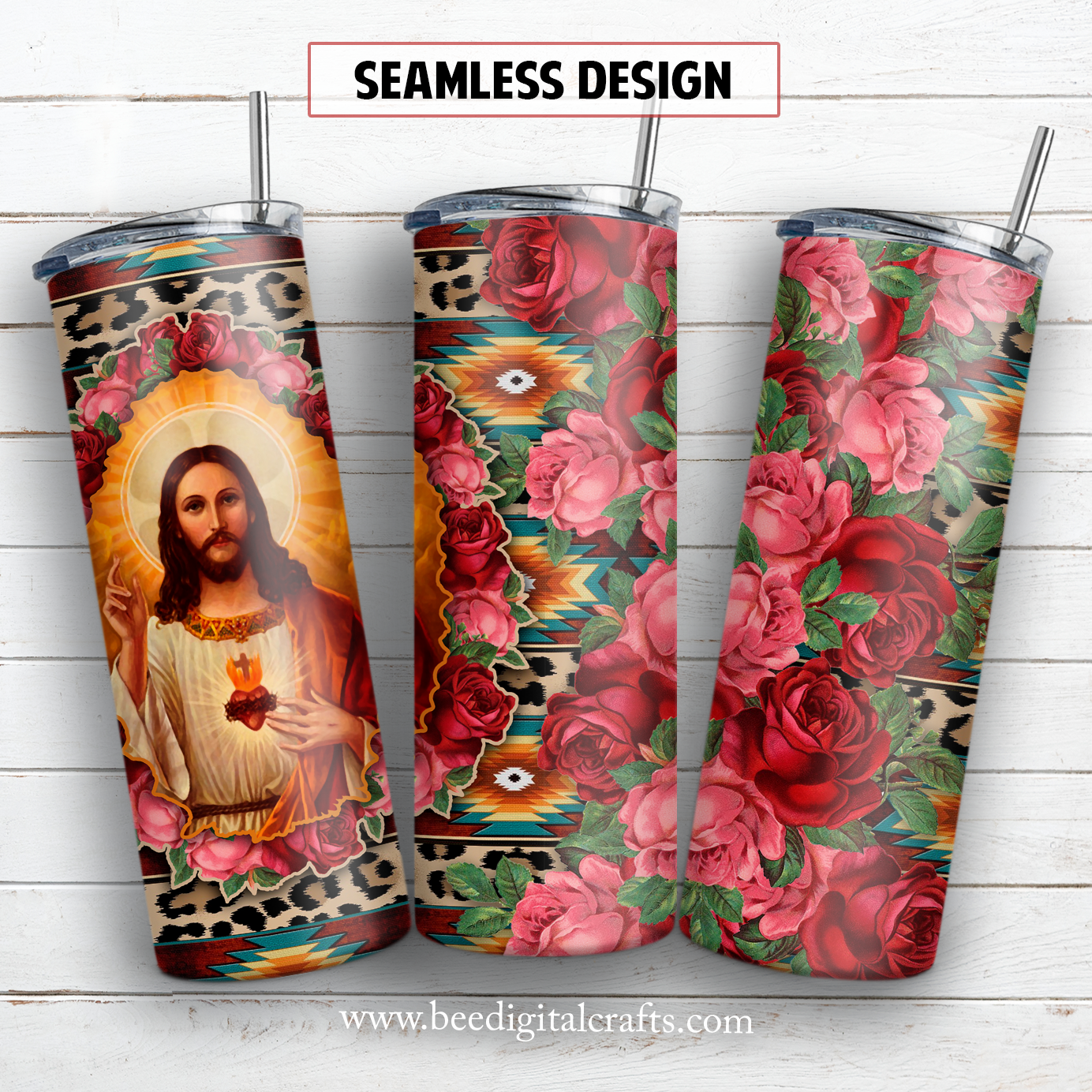 Jesus Christ 20 oz skinny tumbler sublimation design