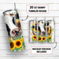 Cow and sunflower 20 oz skinny tumbler sublimation design