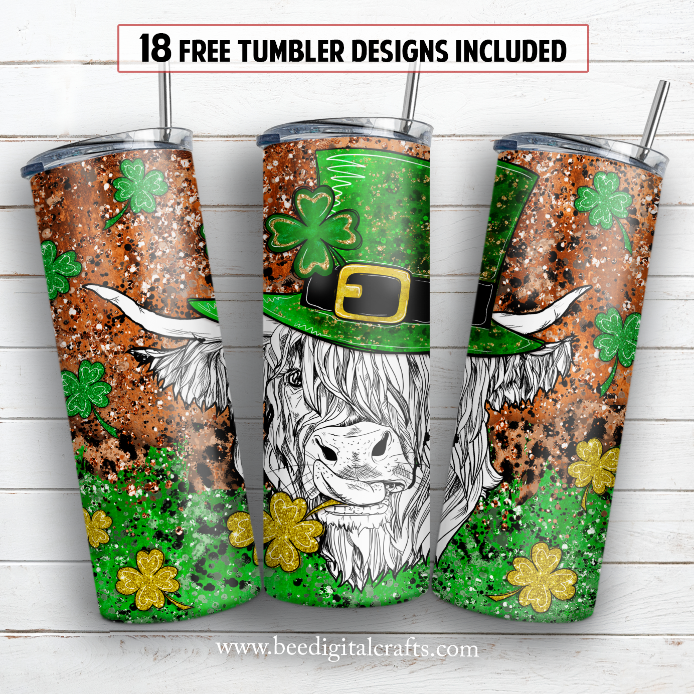 Saint Patrick day 20 oz skinny tumbler sublimation design