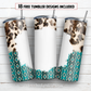 Cowhide aztec teal 20 oz skinny tumbler sublimation design