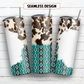 Cowhide aztec teal 20 oz skinny tumbler sublimation design