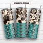 Cowhide aztec teal 20 oz skinny tumbler sublimation design