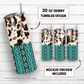 Cowhide aztec teal 20 oz skinny tumbler sublimation design