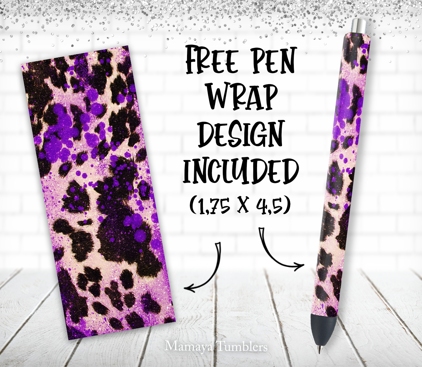 Cowhide purple glitter 20 oz skinny tumbler sublimation design