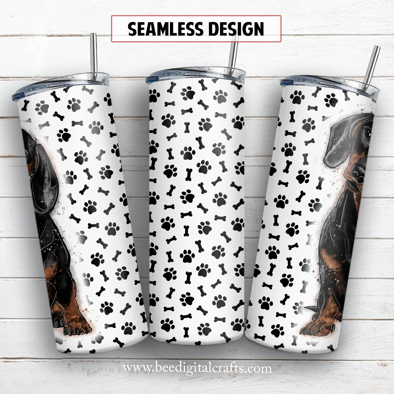 Dachshund 20 oz skinny tumbler sublimation design