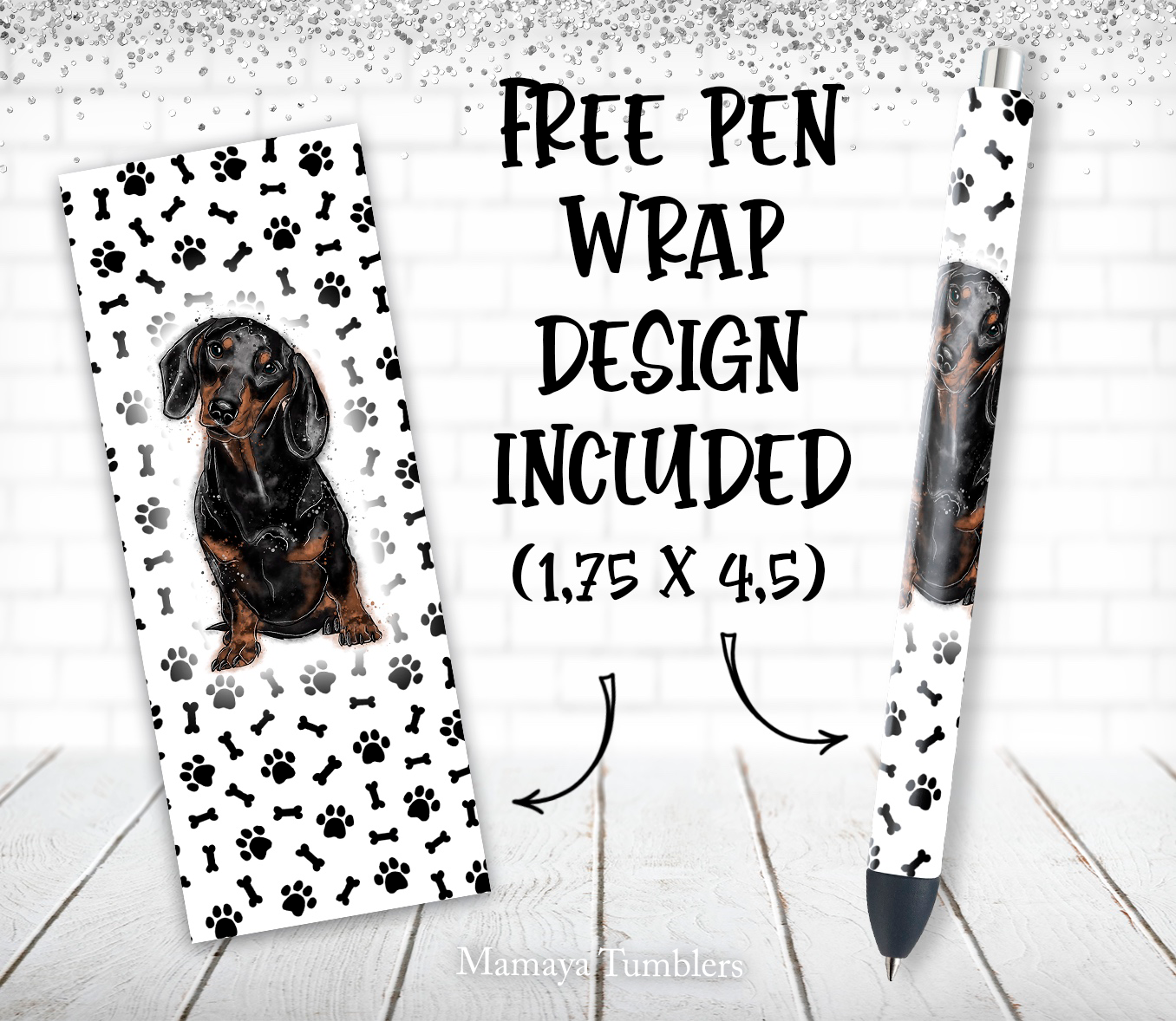 Dachshund 20 oz skinny tumbler sublimation design