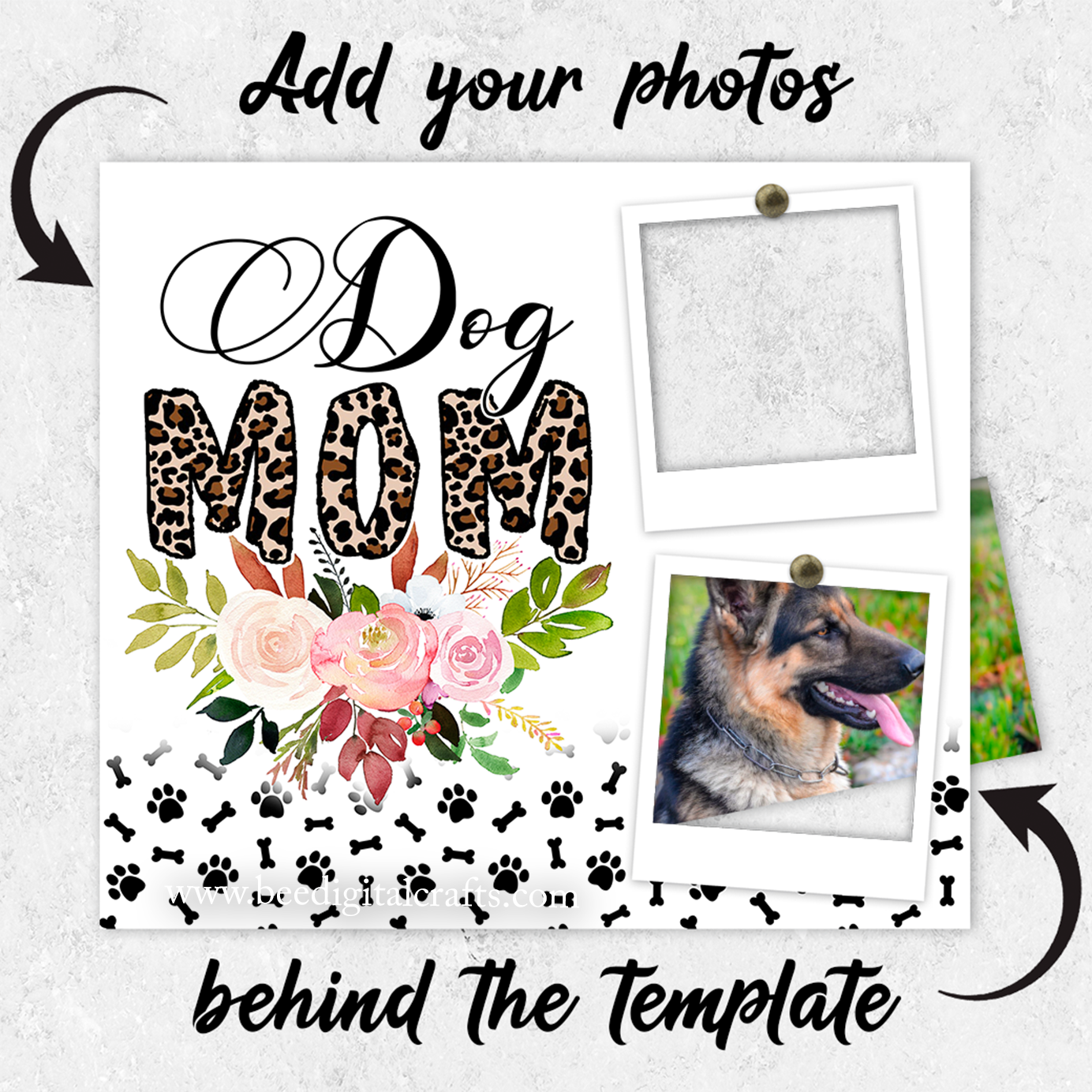 Dog mom picture frame 20 oz skinny tumbler sublimation design