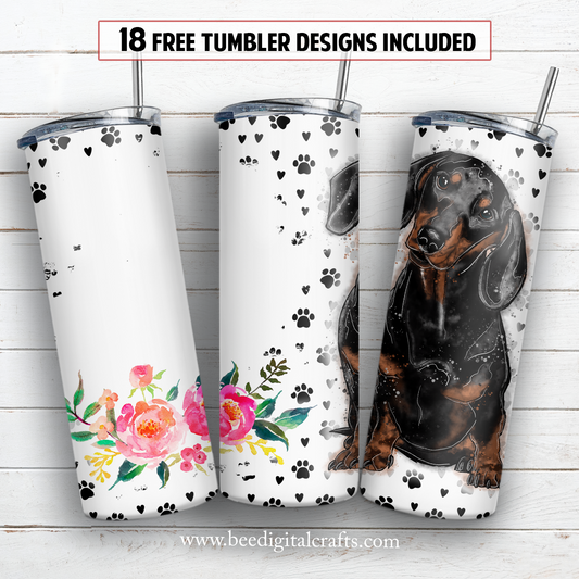 Dachshund name 20 oz skinny tumbler sublimation design