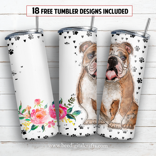 American bulldog name 20 oz skinny tumbler sublimation design